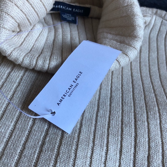 SOLD! AE Oatmeal Beige Ribbed Cropped Turtleneck - Picture 6 of 7